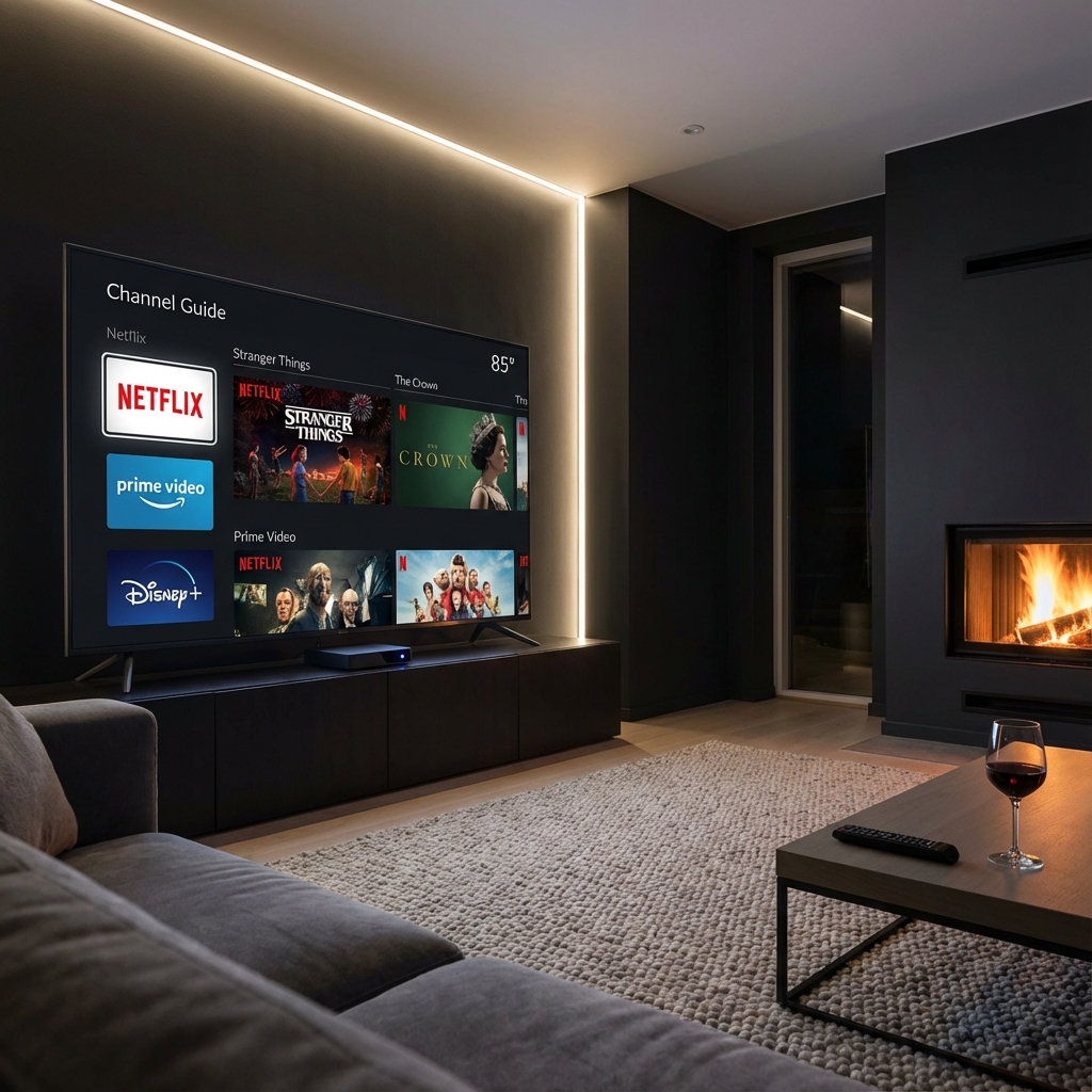 Installation d'un boîtier IPTV dans un salon moderne